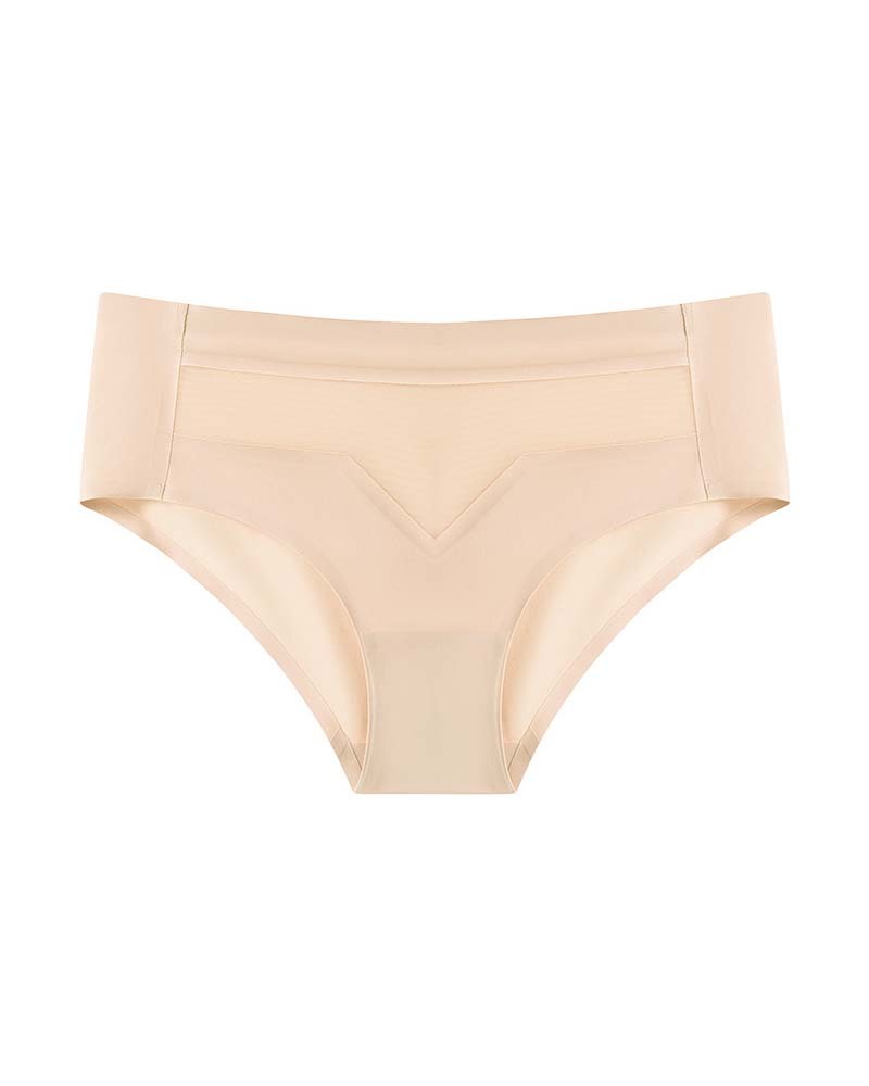 Mid-Waist Ice Silk Naked Invisible Underwear-Curvy-Faja
