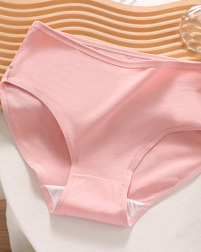 Candy Solid Color Cotton Briefs-Curvy-Faja