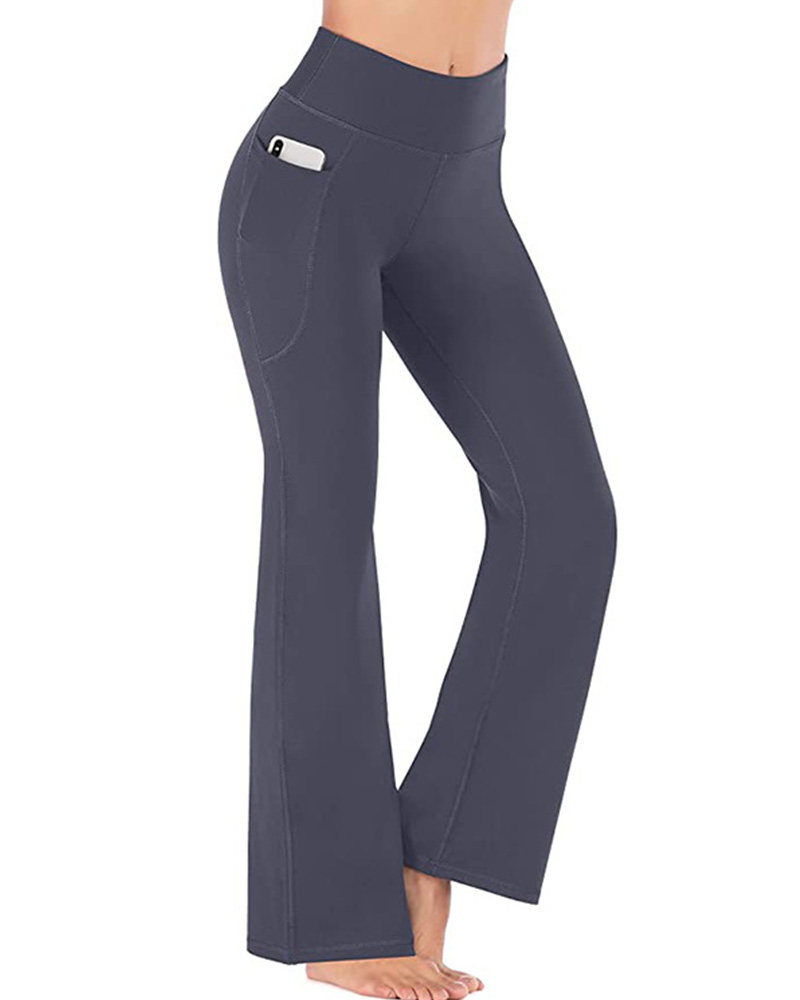 High Waisted Elastic Tummy Control Flared Yoga Pants