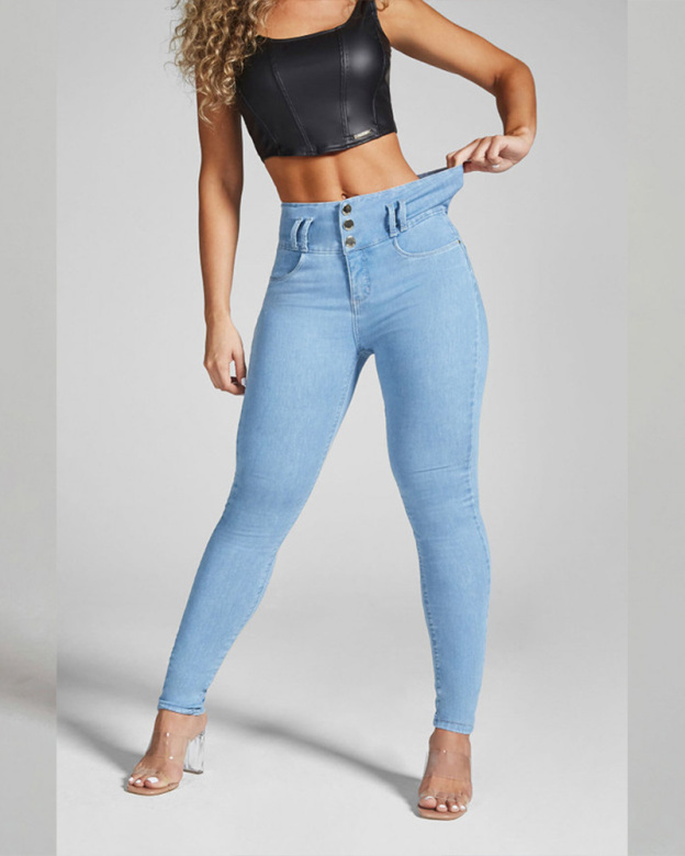 High-Waisted Skinny Stretch Sculpted Hip Lift Jeans