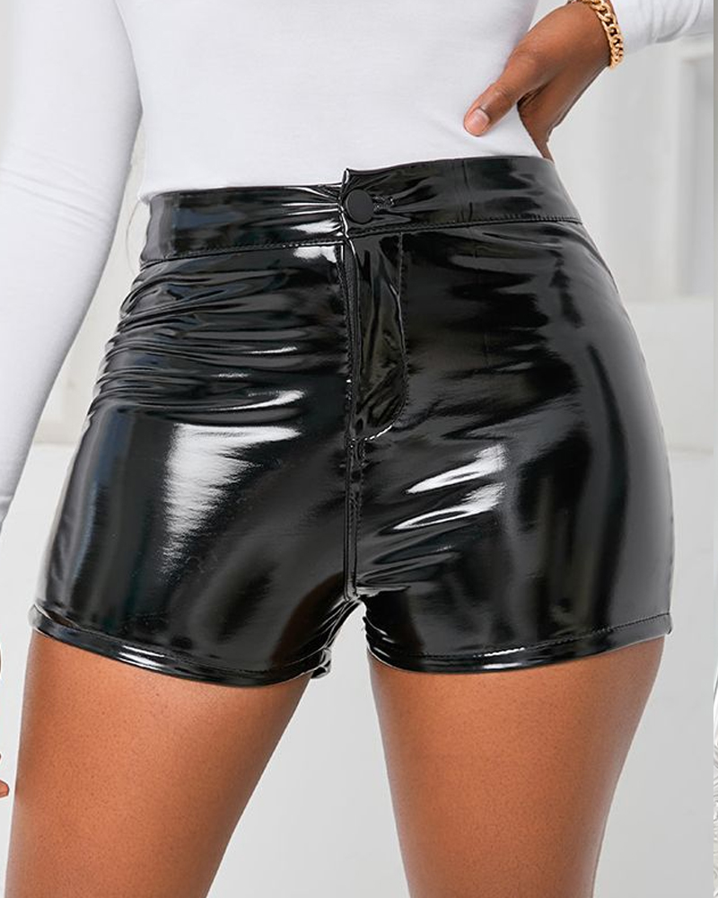High Waist Stretch Shorts-Curvy-Faja