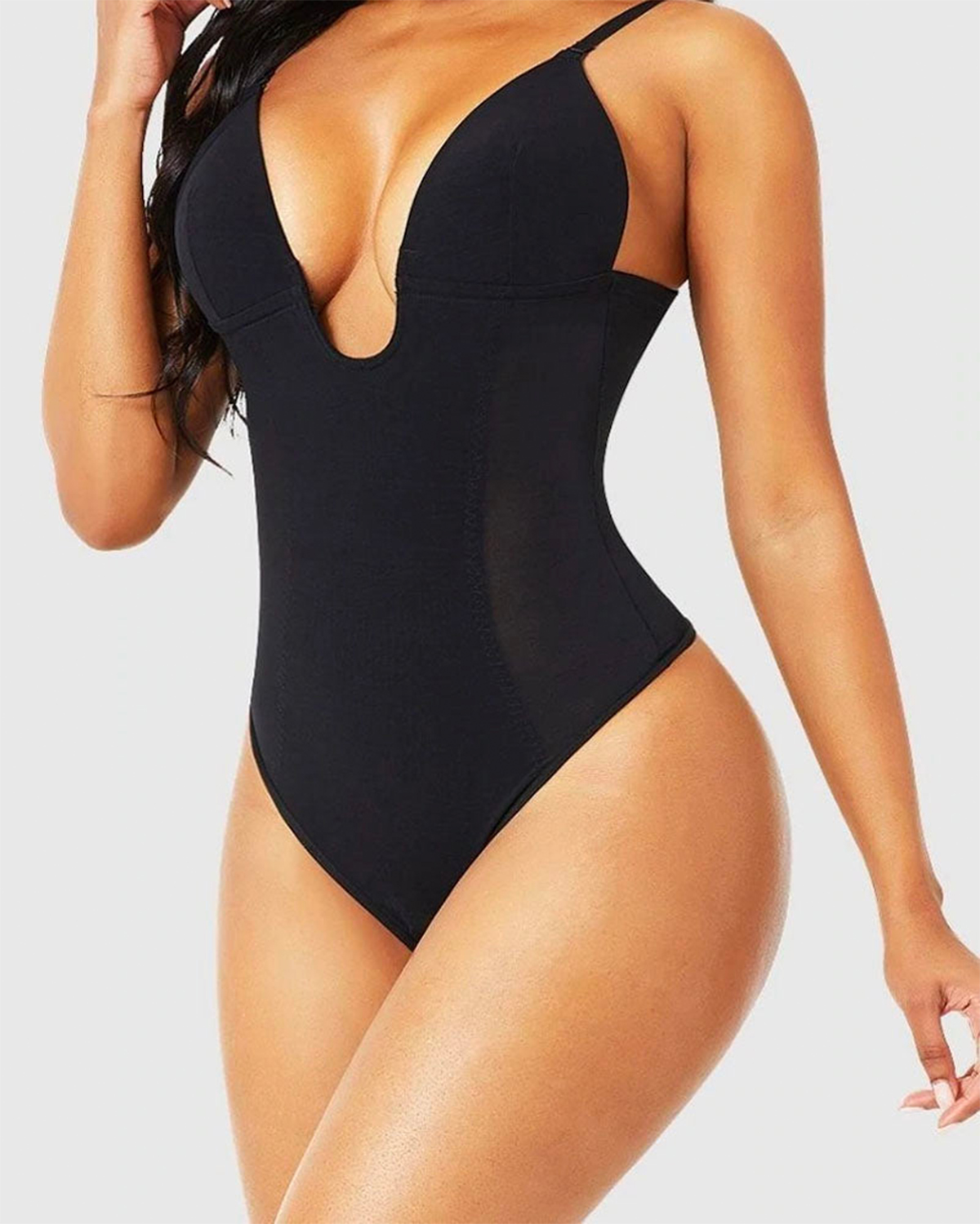 Plunge Shaper Thong Bodysuit