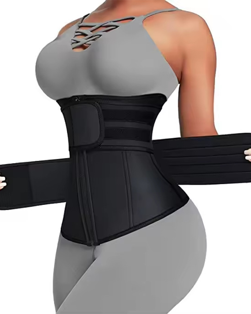 Body Shaping Double Belt Zipper Belly Control Belt-Curvy-Faja