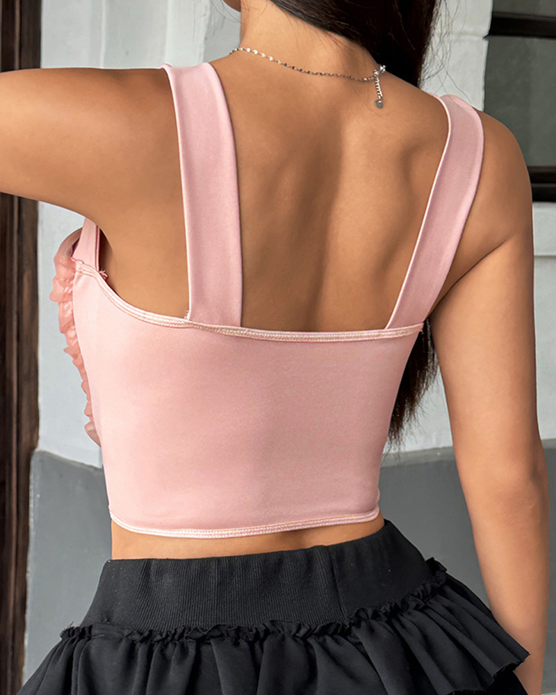 Sexy Mesh See-Through Patchwork Camisole Top