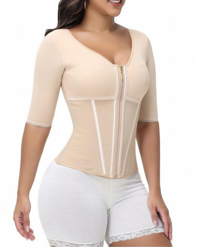 Women’s Sleeved Body Sculpting Kit - Waist Cincher with Sleeves & Waist Trainer for Full-Body Contouring