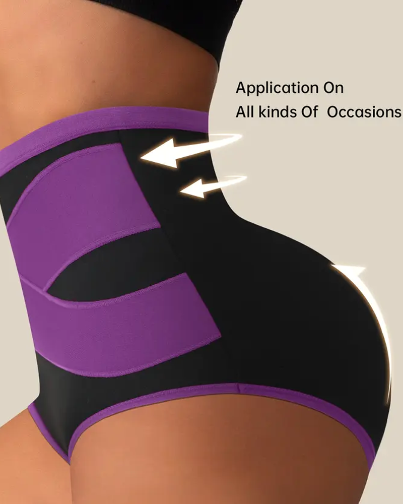Cross High Waist Tummy Control Butt Lifting Shapewear Briefs-Curvy-Faja