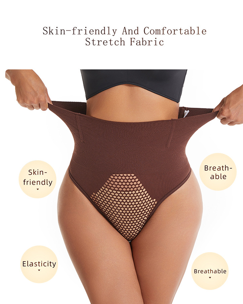 Hollow-Out High-Waisted Thong For Tummy Control Hip Lifting