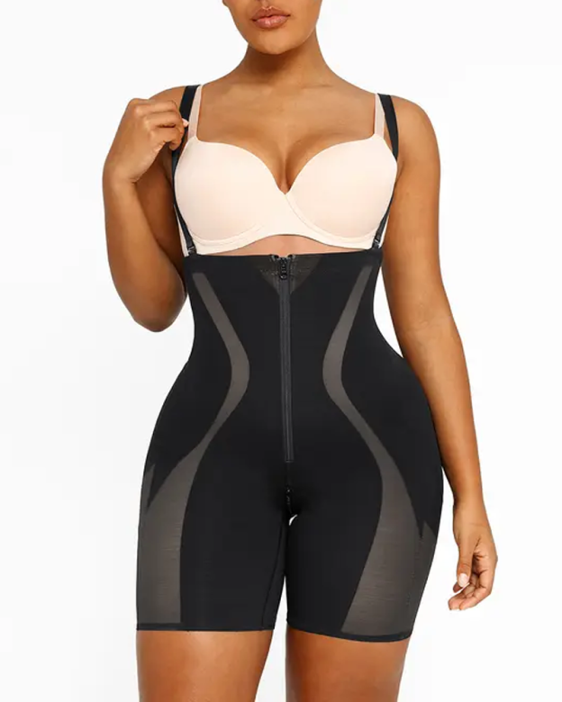 Tummy-Tightening Hip-Lifting Detachable Non-Slip Shoulder Straps High-Elastic Body-Shaping Pants-Curvy-Faja