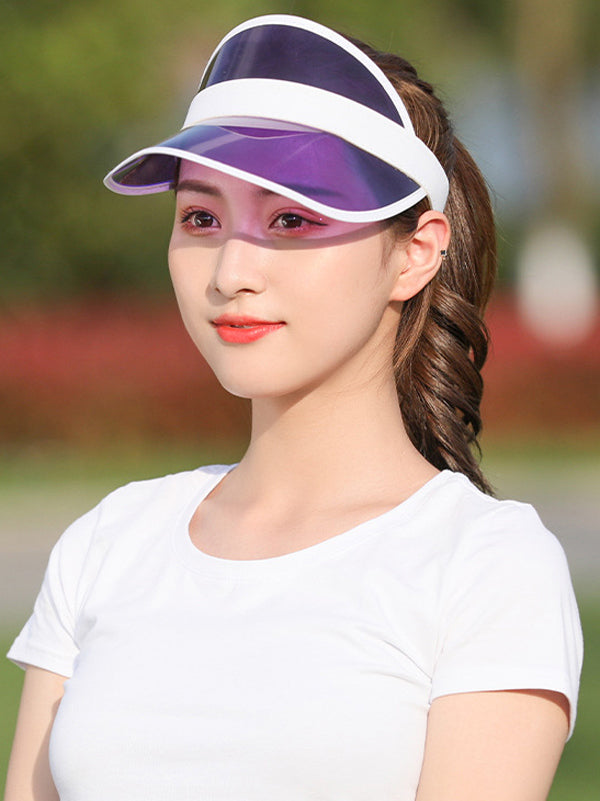 Solid Color Transparent PVC Sunscreen Beach Cap-Curvy-Faja