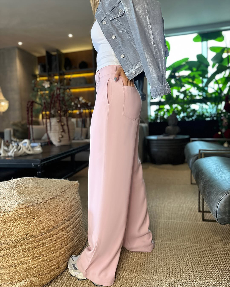 Drape Casual Suit Trousers-Curvy-Faja