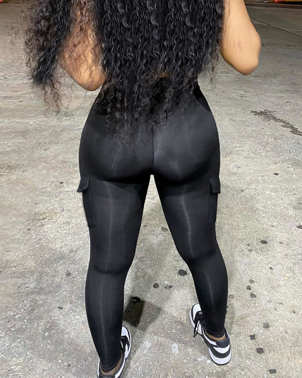 Thigh-Neck V-Neck Sports Jumpsuit With Pocket Hip Lift