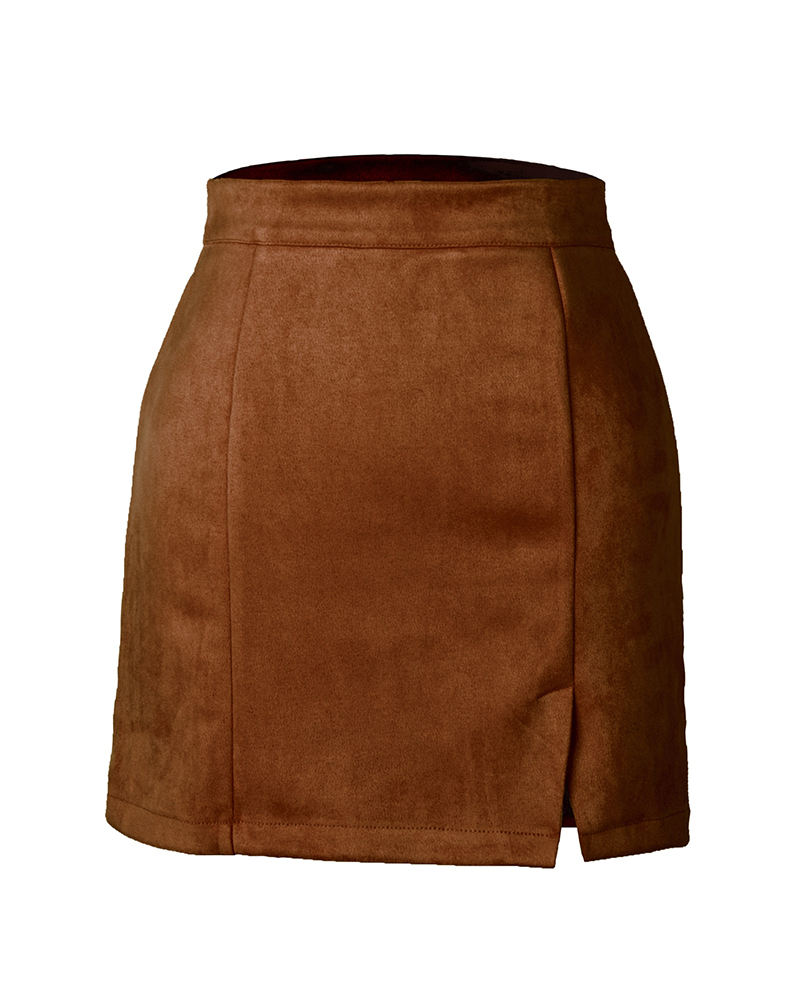 Autumn And Winter Suede Hip Skirt-Curvy-Faja