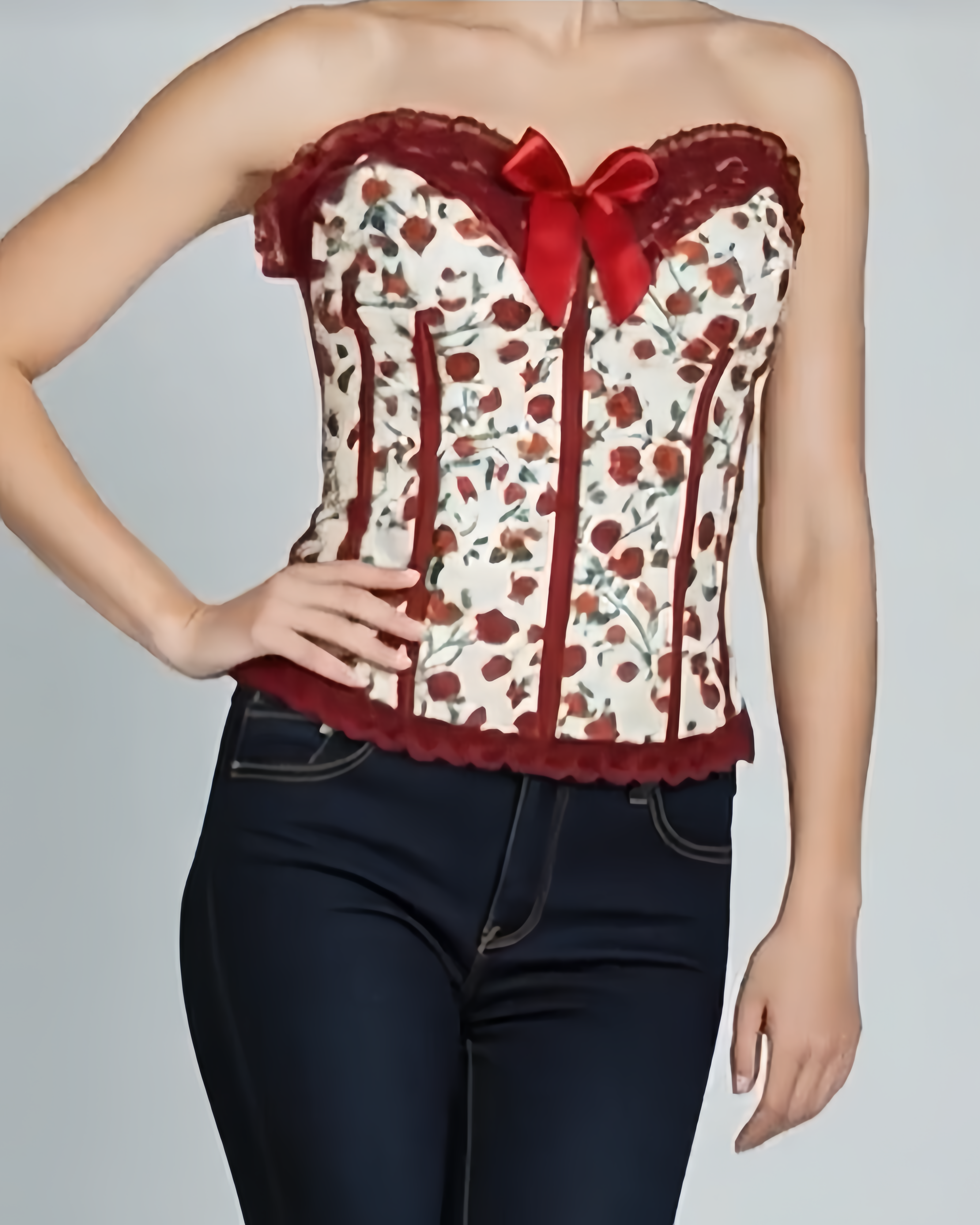 Retro Milk Silk Rose Butterfly Waist Corset