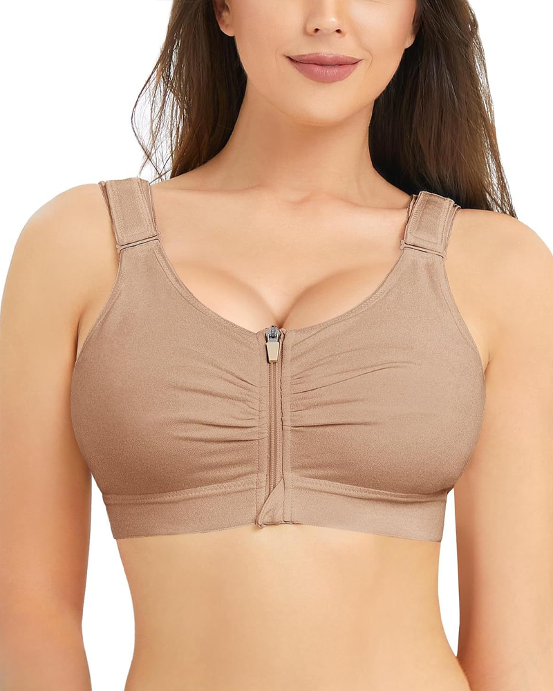 Zippered Push-Up Fitness Breathable Shaping Bra