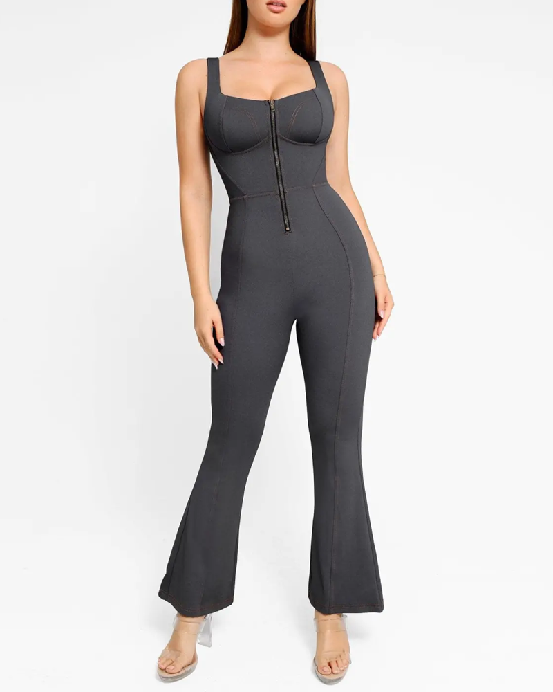 Faux Denim Built-In Shaping Tummy Control Butt Lifting Jumpsuit (Pre-sale)