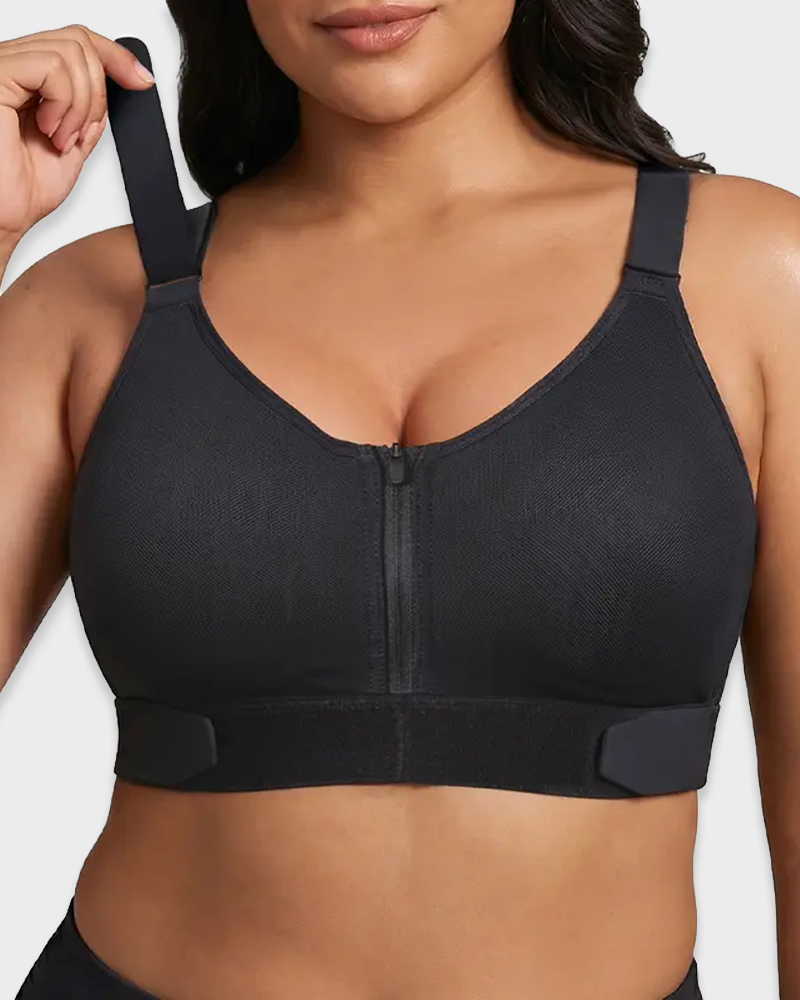 Adjustable Shoulder Straps Front Zipper High Support Workout Sports Bra (Pre-Sale)