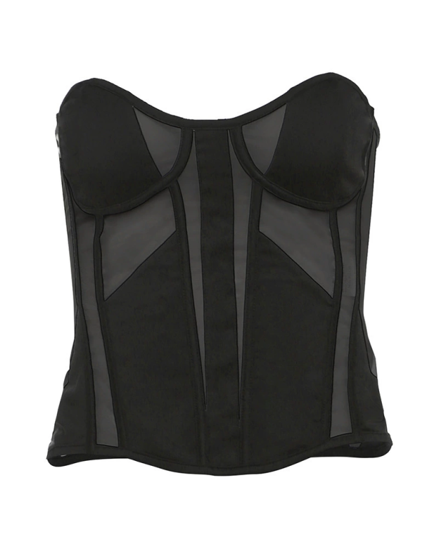 Sheer Mesh Bra See-Through Cool Strappy Fishbone Corset