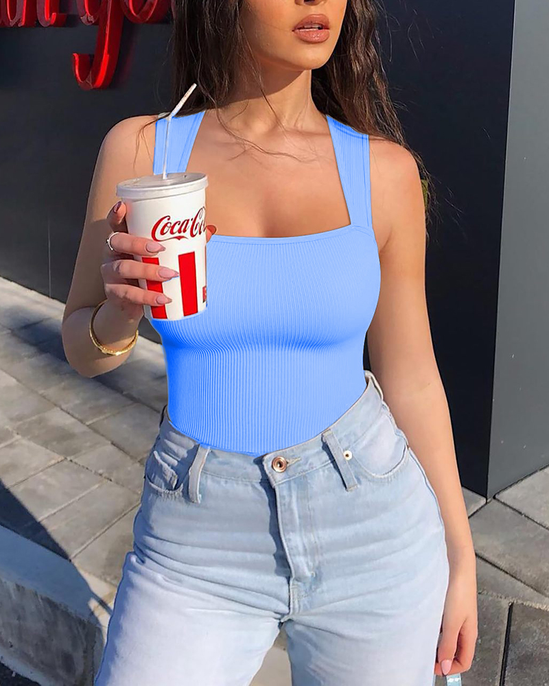 Ribbed Sleeveless Bodysuit