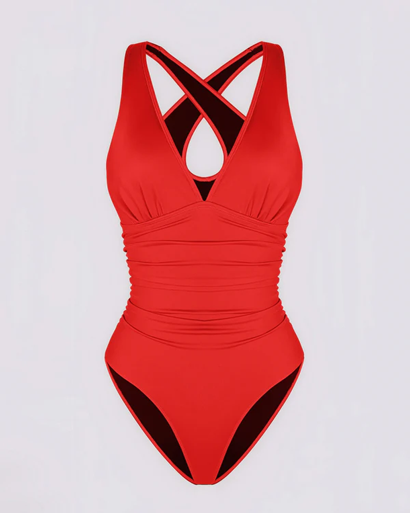 Ruched Front Tummy Control & Butt Lifter Shaping One Piece Swimsuit（Pre-Sale）