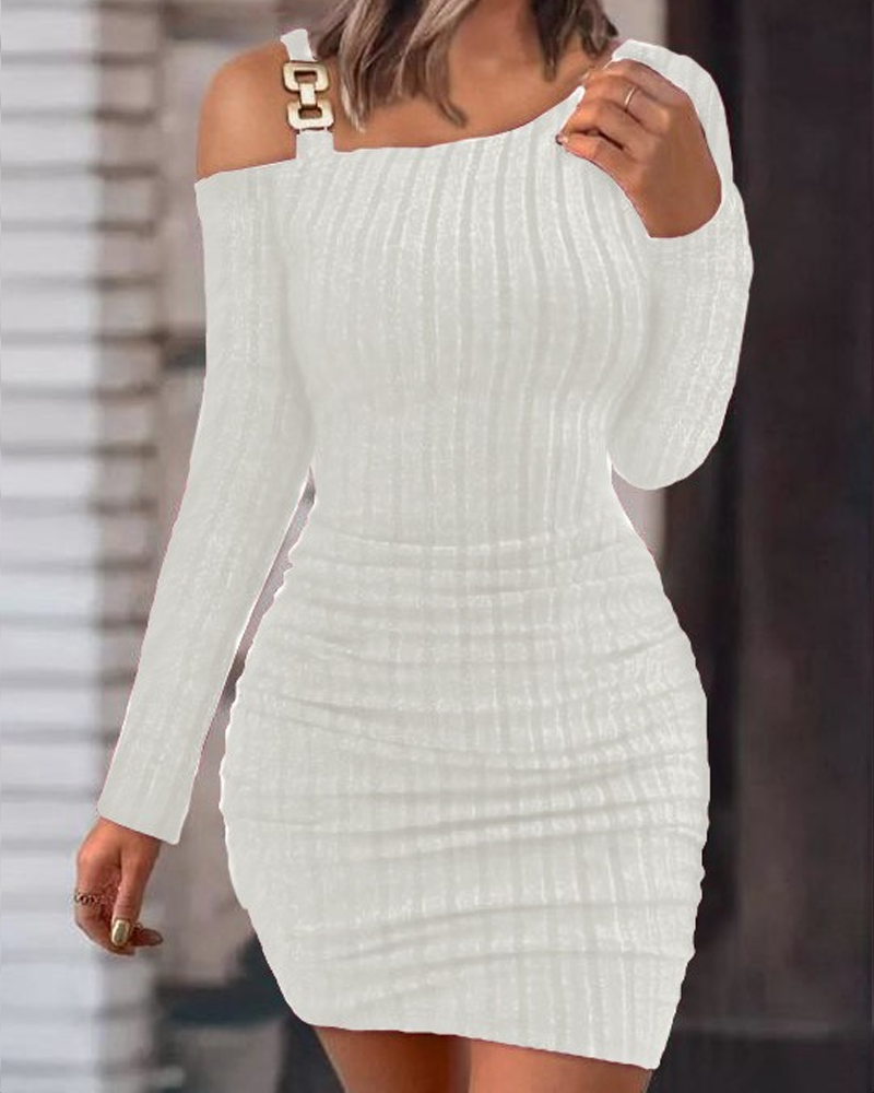Off-Shoulder One-Neck Tight-Fitting Bodycon Knit Dress