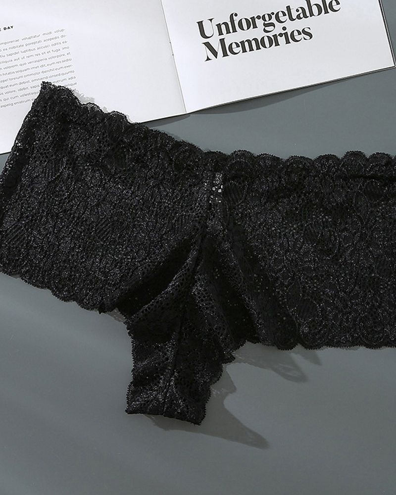 Lace Hip-Lifting Cotton Antibacterial Crotch Briefs