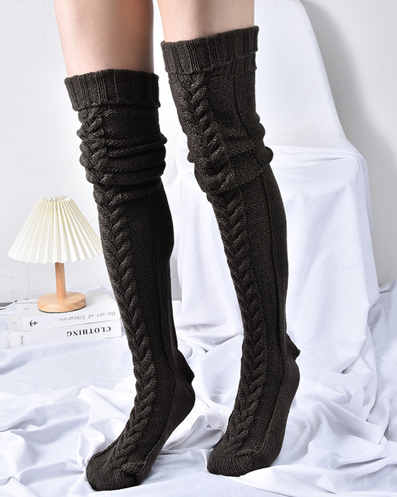Knee-Length Knitted Socks-Curvy-Faja
