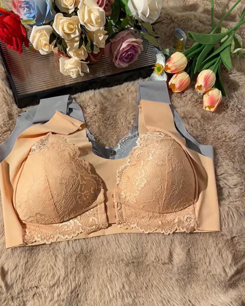 Front Clasp Lace Bra-Curvy-Faja
