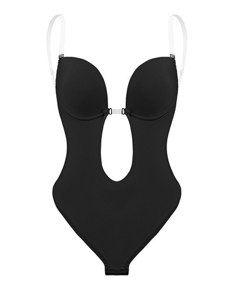 Invisible Shoulder Strap Push-Up Bodysuit
