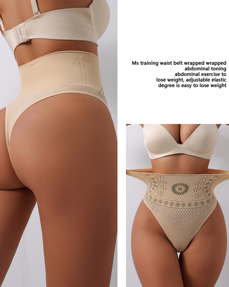 Printed Sexy Waist Thong-Curvy-Faja