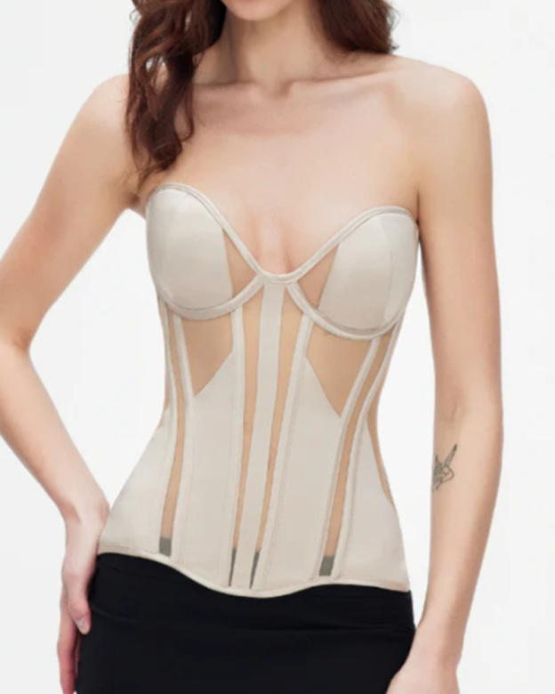Sheer Mesh Bra See-Through Cool Strappy Fishbone Corset
