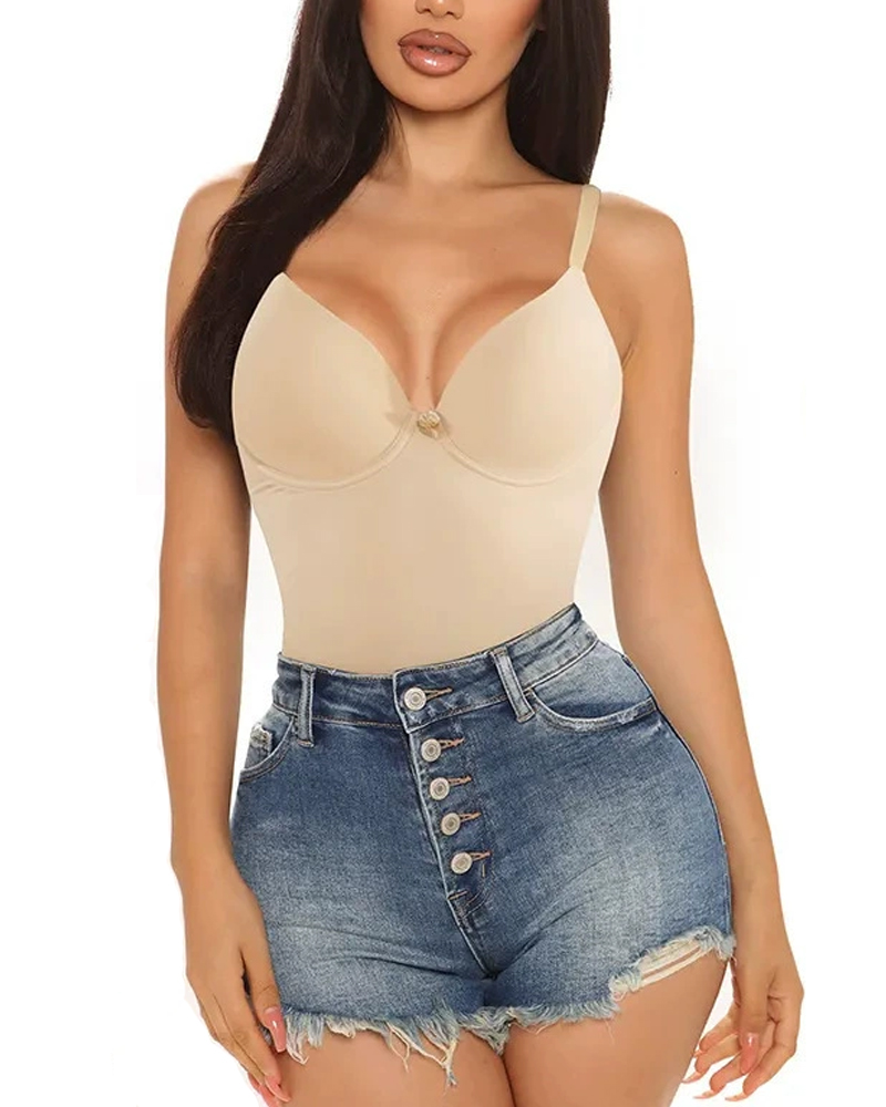 Tight Waist And Hip Lifting Sling Body Shaping Bodysuit-Curvy-Faja