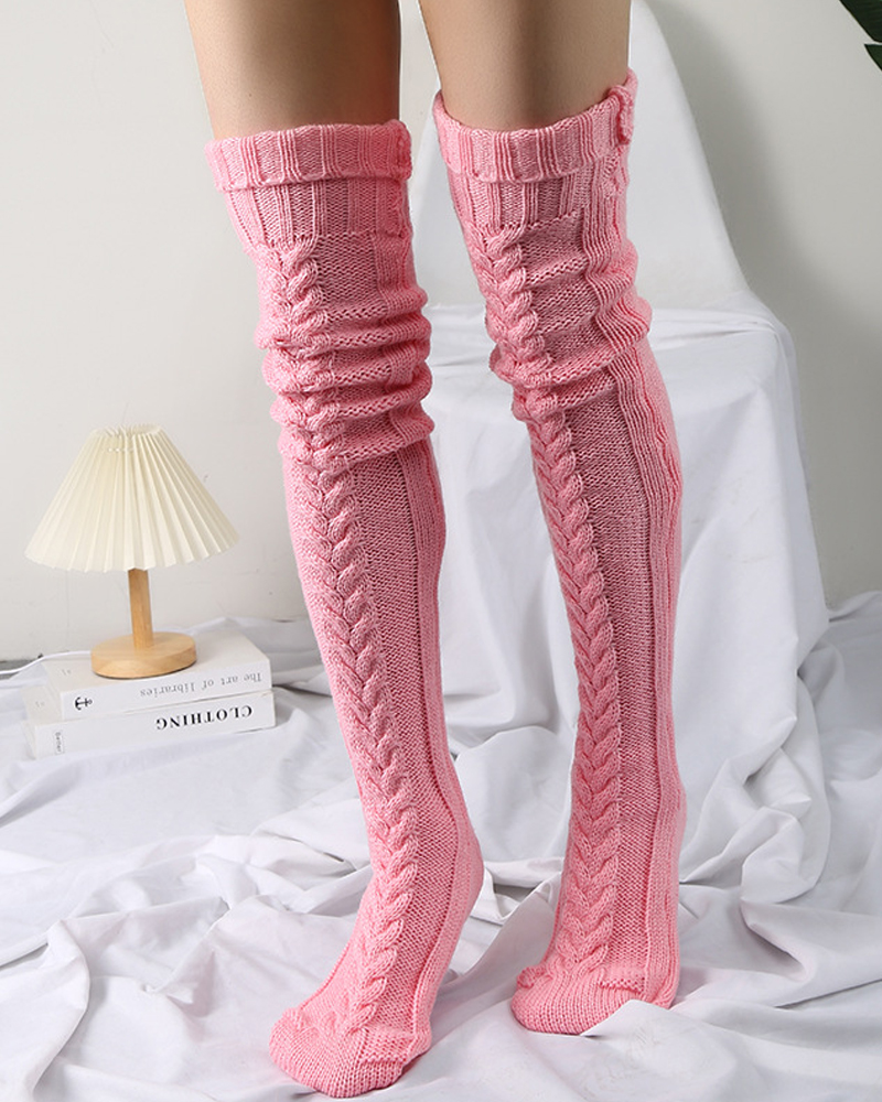 Knee-Length Knitted Socks-Curvy-Faja