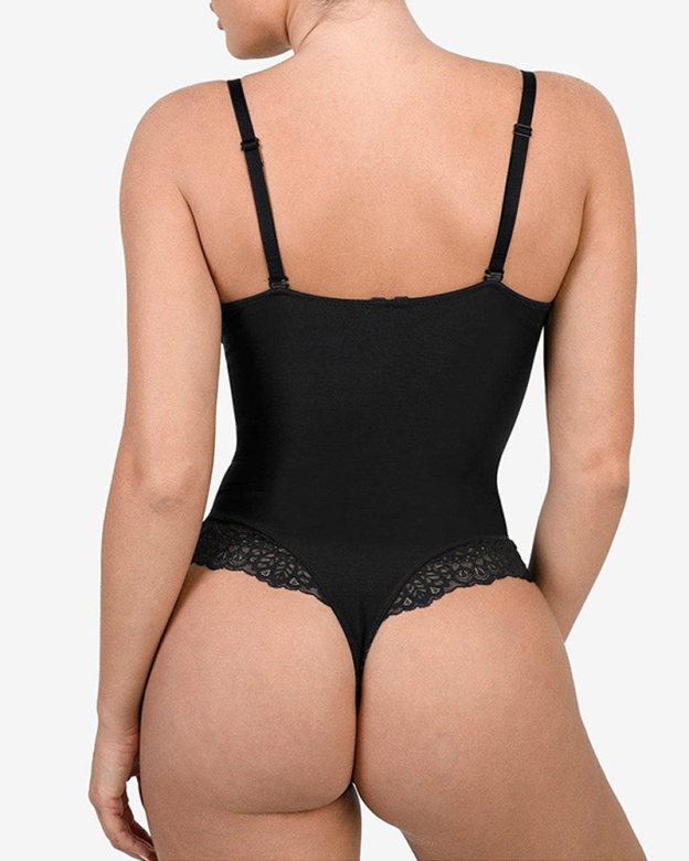 Deep V-Neck Shaping Lace Bodysuit
