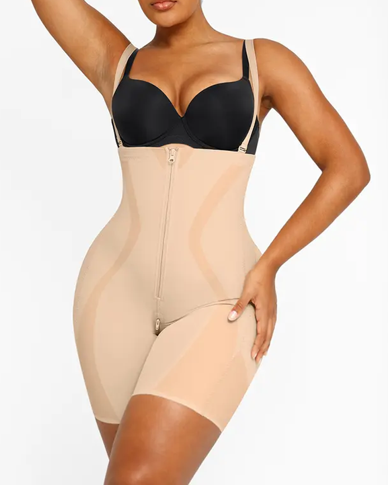 Tummy-Tightening Hip-Lifting Detachable Non-Slip Shoulder Straps High-Elastic Body-Shaping Pants-Curvy-Faja