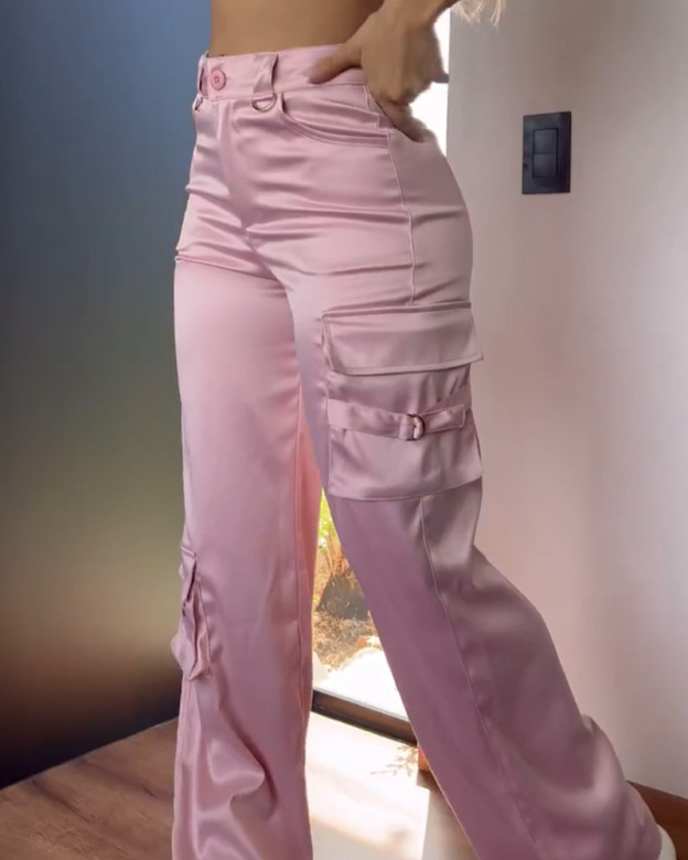Satin Work Style Loose Casual Pants（Pre-Sale)