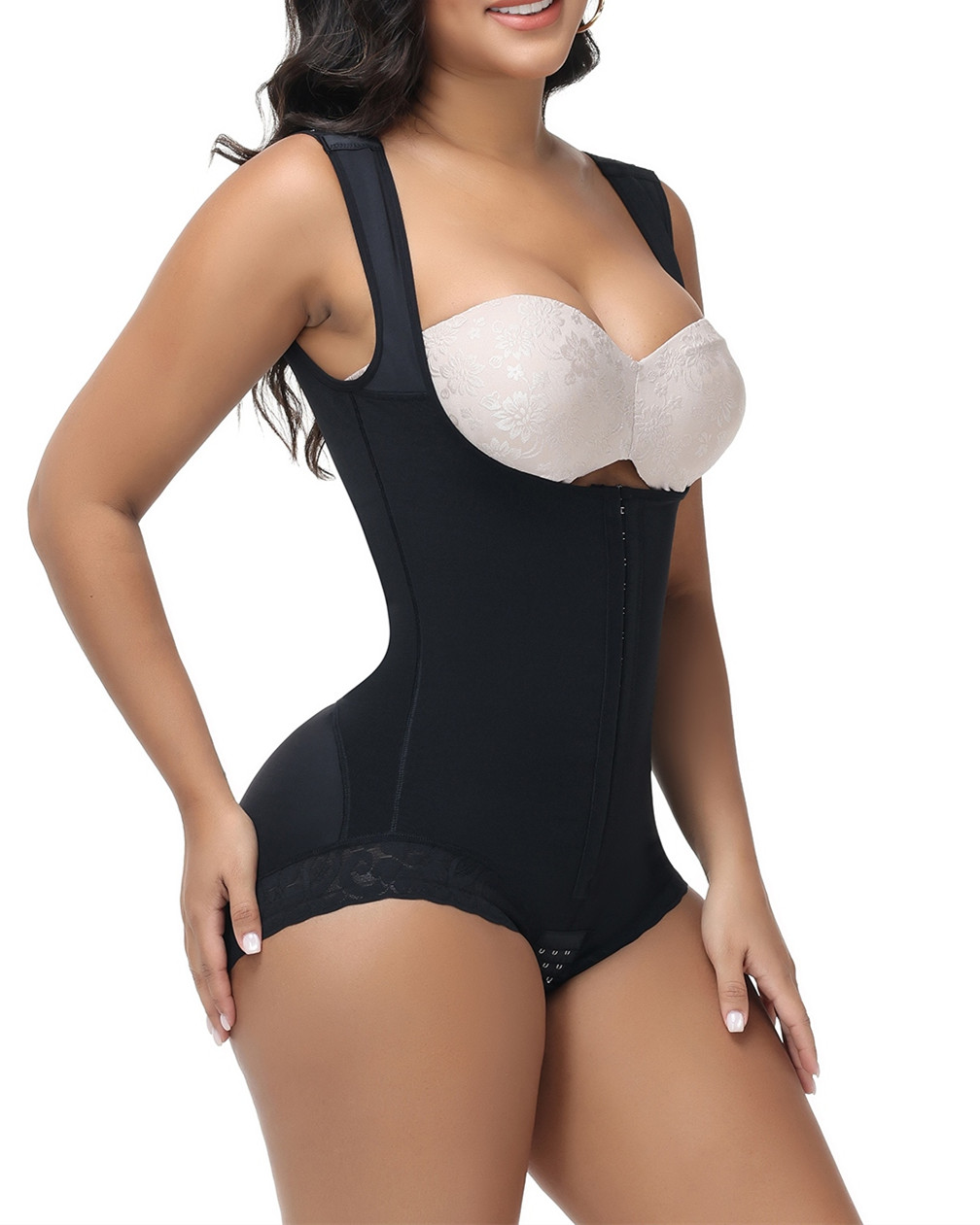 2025 Curvy-Faja Button Down Bodysuit Shapewear - Tummy Control Thong Bodysuit with Snap Closure