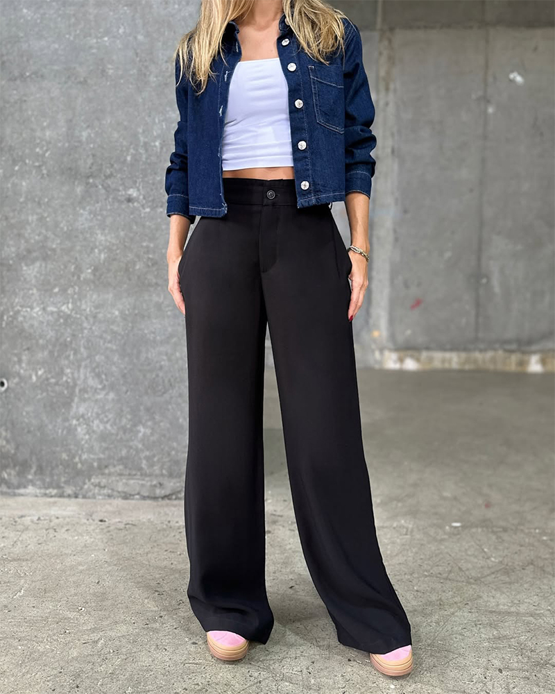Drape Casual Suit Trousers-Curvy-Faja