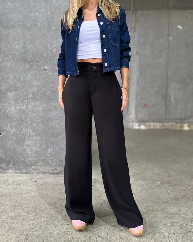Drape Casual Suit Trousers-Curvy-Faja