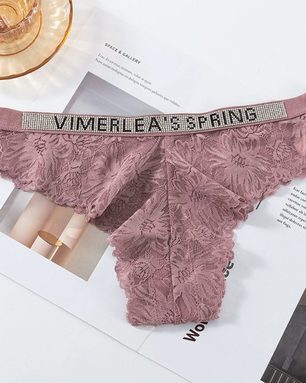 Sexy Rhinestone Waistband Panties-Curvy-Faja