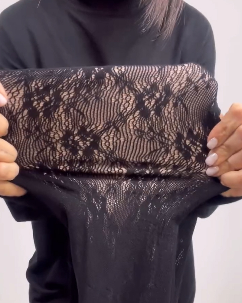 Lace Pattern Plus Velvet Warm Leggings-Curvy-Faja