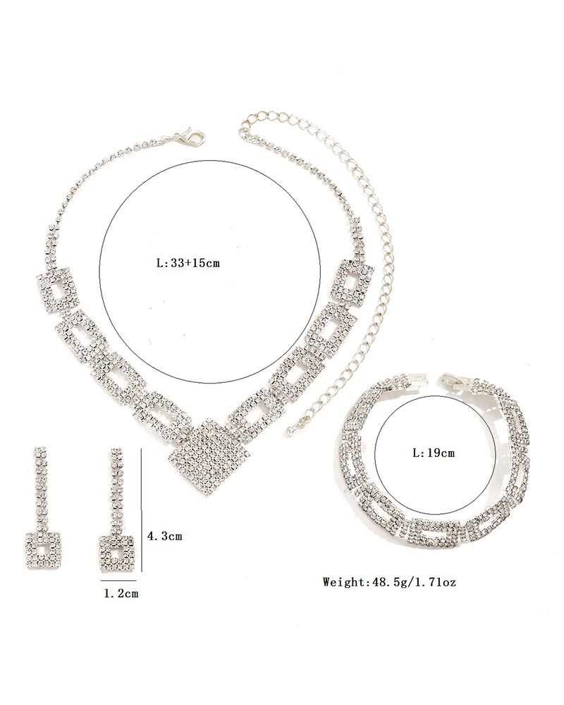 Upscale Diamond Full Necklace Earrings Bracelet Dinner Dress Jewelry Accessories-Curvy-Faja
