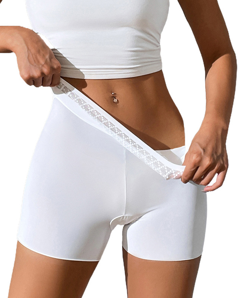 Solid Color Hip-Lifting And Tummy-Control Shorts