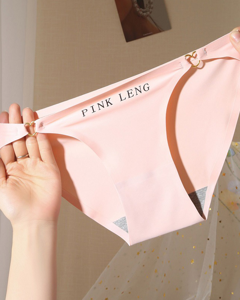 Sexy Hollow Ring Buckle Heart Seamless Ice Silk Underwear