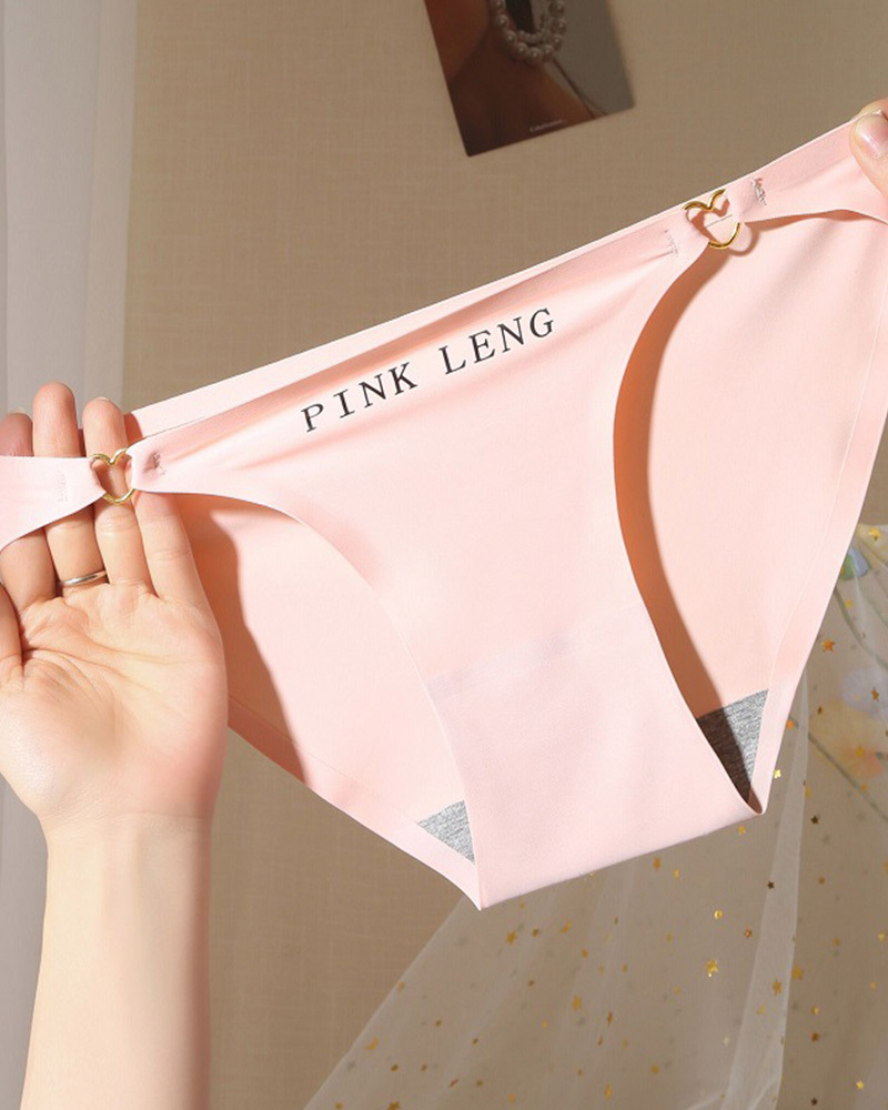 Sexy Hollow Ring Buckle Heart Seamless Ice Silk Underwear