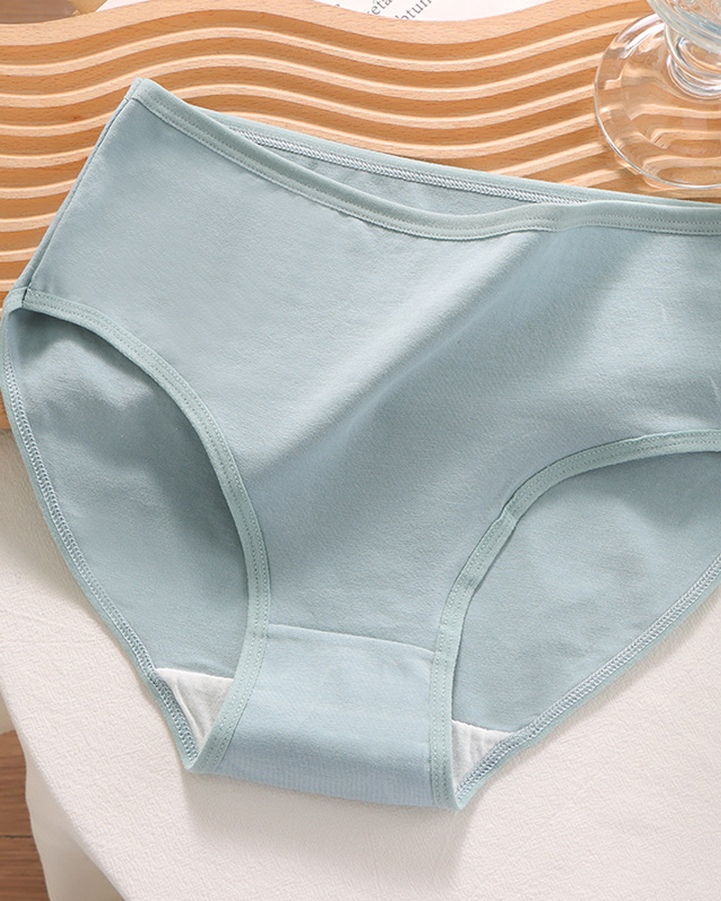 Candy Solid Color Cotton Briefs-Curvy-Faja