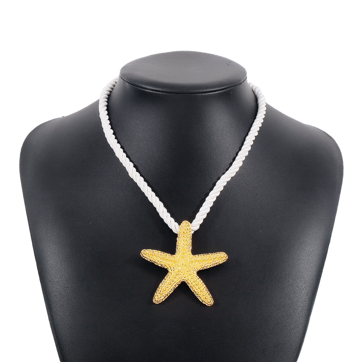 Metallic Beach Style Starfish Pendant Necklace Earrings-Curvy-Faja
