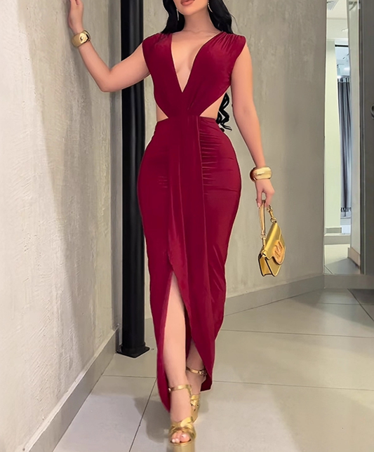 High-Waisted Sleeveless Halter Neck Backless Long Fashion Dress