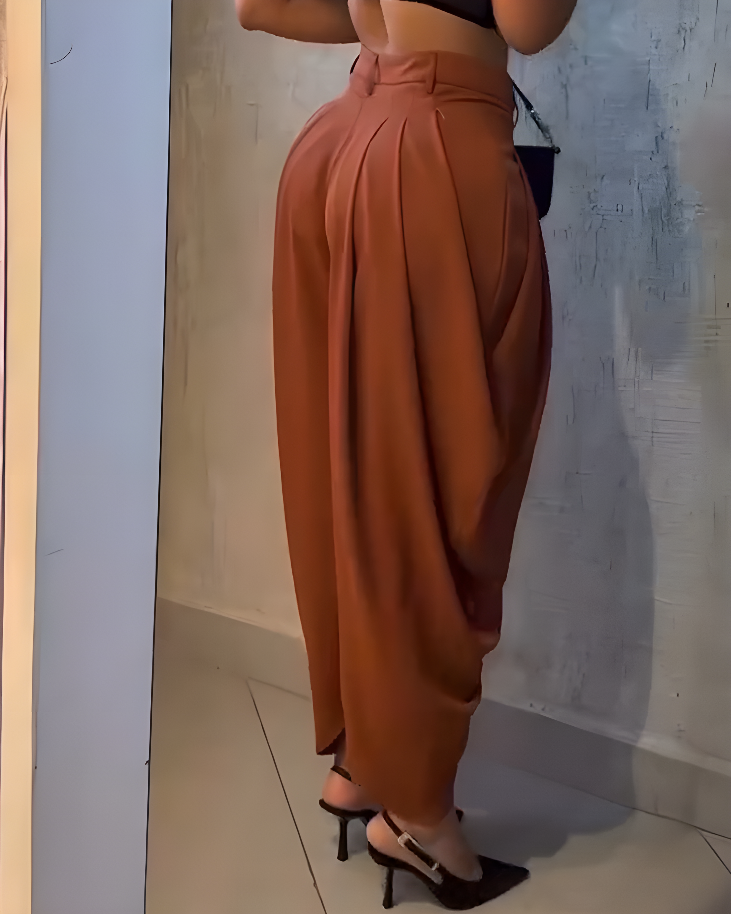 High Waist Loose Ruched Irregular Casual Pants