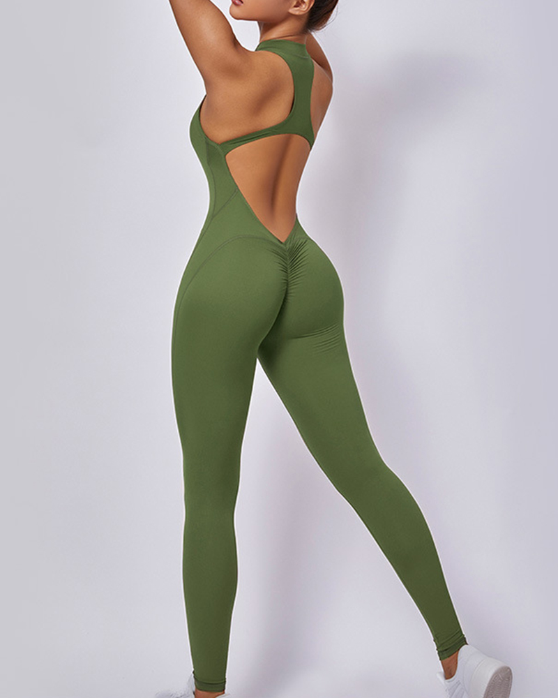 Zip Front Sleeveless Jumpsuit