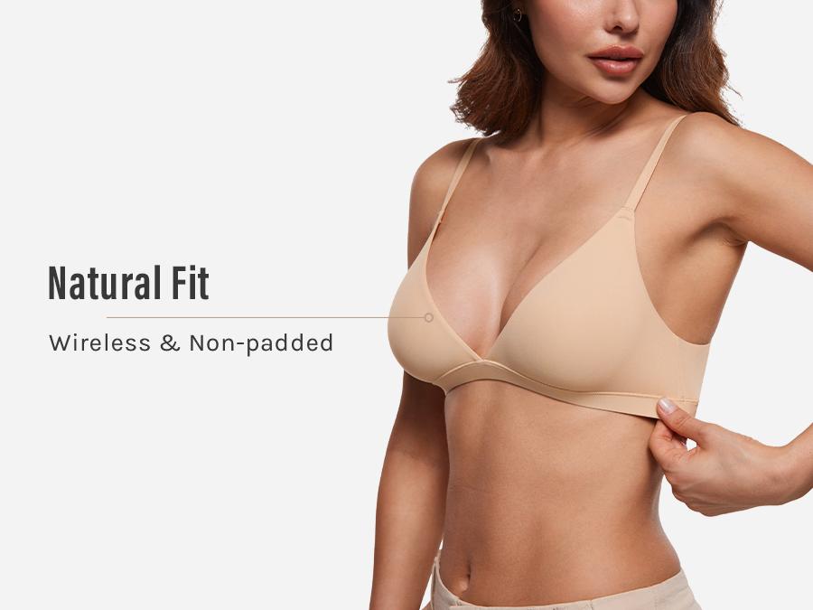 INLYRIC Women's Inbarely Triangle Bralette Plunge Unlined Seamless Bra No Underwire Sexy Comfortable Everyday